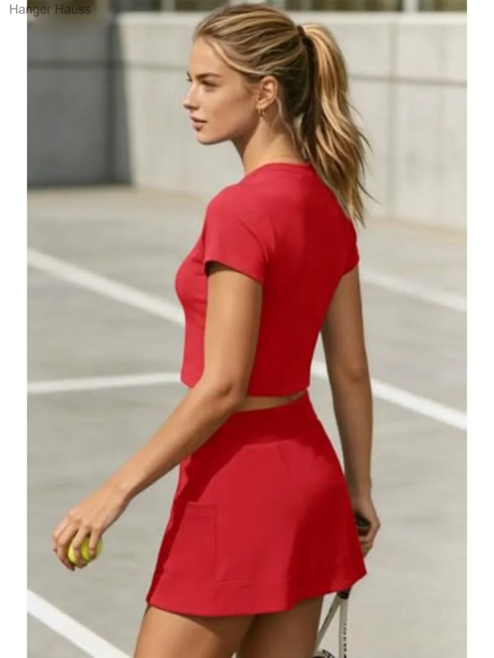 Women's 2 Piece Tennis Skirt Set with Pockets Athletic Lounge Wear
